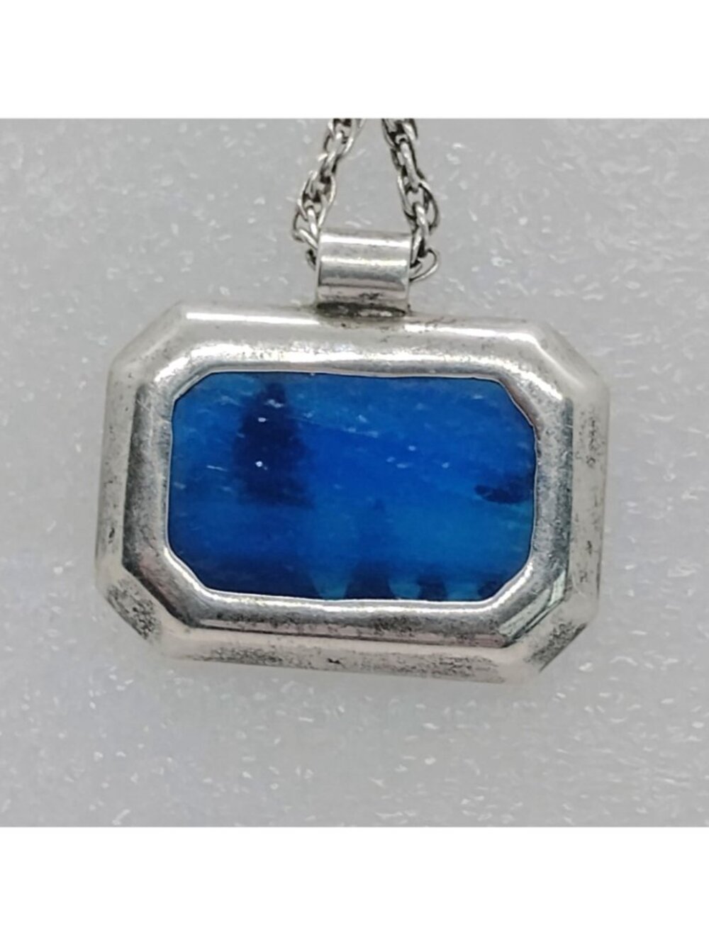 Stained Glass Sterling Silver Overlay Pendant Necklace Night Sky 21" Chain - Picture 2 of 9
